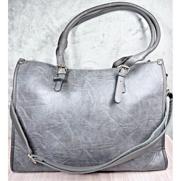 The Unbranded Brand Handbags - Leather Laptop Tote Bag Gray Womens Work Office Shoulder Bag Large Carryall